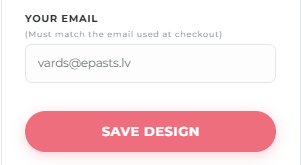 Ordering personalized edible prints: Step 5, entering your email and saving the custom rectangular cake design for printing.