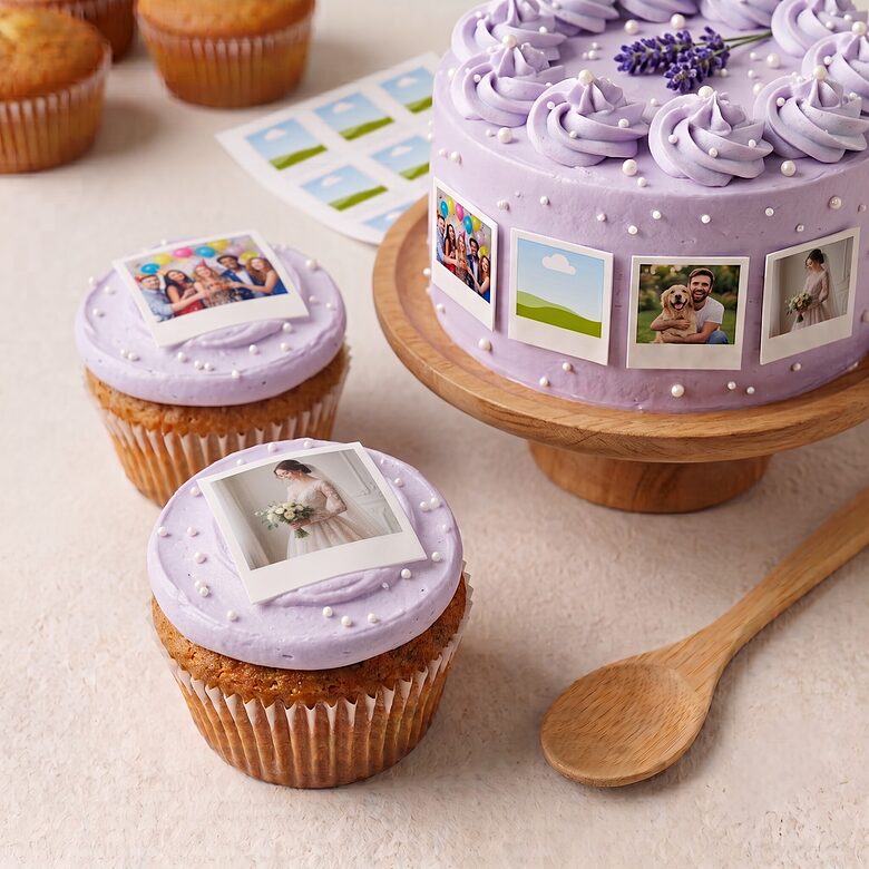 Custom Edible Polaroid Cupcake Toppers | 12 - 20 pcs | A4