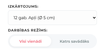 Kūku toperu redaktors tiešsaistē: 1. solis, lapas izkārtojuma izvēle un darbības režīma iestatīšana personalizētai ēdamajai drukai.